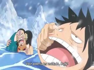 One Piece - Episodio 586 - Em um grande aperto! Luffy afunda no lago congelado!